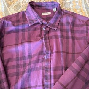 Vintage Burberry plaid silk Men's Shirt